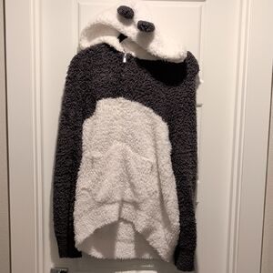 Cozy Panda Hooded Sweater - Black and White